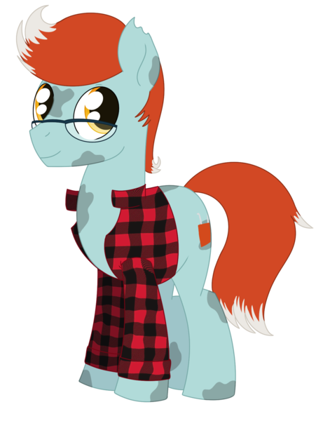 Size: 1406x1791 | Tagged: safe, artist:dyonys, derpibooru import, oc, oc:doofs, unofficial characters only, earth pony, pony, derpibooru community collaboration, 2022 community collab, clothes, glasses, image, male, plaid, png, shirt, simple background, solo, stallion, standing, torn ear, transparent background