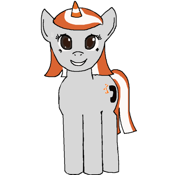 Size: 800x783 | Tagged: safe, artist:blossomgutz, derpibooru import, oc, oc:cone pone, pony, unicorn, derpibooru community collaboration, 2022 community collab, image, png, traffic cone