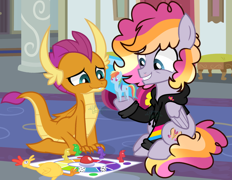 Size: 1802x1398 | Tagged: safe, artist:xxlightning-chaserxx, derpibooru import, boneless, rainbow dash, smolder, oc, oc:jelly jamberry, pegasus, pony, clothes, image, male, mask, png, teenager, toy