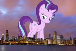 Size: 1800x1200 | Tagged: safe, artist:uigsyvigvusy, derpibooru import, starlight glimmer, pony, unicorn, butt, chicago, female, giant pony, giant starlight glimmer, giant unicorn, giantess, glimmer glutes, highrise ponies, illinois, image, irl, looking back, macro, mare, mega giant, photo, plot, png, ponies in real life
