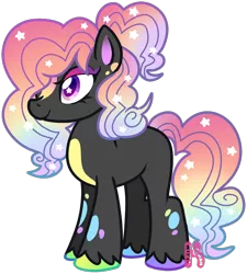 Size: 736x817 | Tagged: safe, artist:khimi-chan, derpibooru import, oc, unofficial characters only, earth pony, pony, earth pony oc, ethereal mane, female, hair over one eye, image, makeup, mare, png, simple background, smiling, solo, starry eyes, starry mane, transparent background, unshorn fetlocks, wingding eyes