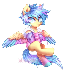 Size: 700x800 | Tagged: safe, artist:cabbage-arts, derpibooru import, oc, unofficial characters only, pegasus, pony, clothes, colored wings, commission, commissioner:l-ostboy, image, male, multicolored wings, pegasus oc, png, simple background, solo, spread wings, transparent background, wings