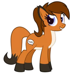 Size: 1500x1500 | Tagged: safe, artist:the smiling pony, derpibooru import, oc, oc:sunnyside, unofficial characters only, earth pony, fox, fox pony, hybrid, original species, pony, derpibooru community collaboration, .svg available, 2022 community collab, female, image, looking at you, mare, png, ponytail, simple background, smiling, solo, transparent background, vector