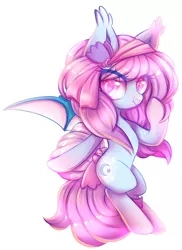 Size: 600x826 | Tagged: safe, artist:cabbage-arts, derpibooru import, oc, oc:lavender moon, unofficial characters only, bat pony, pony, bat pony oc, bat wings, bipedal, female, image, png, simple background, solo, spread wings, white background, wings