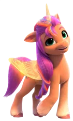 Size: 436x721 | Tagged: safe, artist:pipp_petal, derpibooru import, edit, screencap, sunny starscout, alicorn, pony, my little pony: a new generation, artificial horn, artificial wings, augmented, cute, g5, horn, image, magic, magic horn, magic wings, png, smiling, solo, sunnycorn, vector, wings