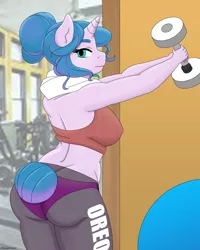 Size: 2400x3000 | Tagged: suggestive, artist:moonred4000, derpibooru import, oc, anthro, breasts, image, png, workout, workout outfit