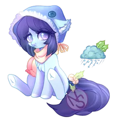 Size: 700x728 | Tagged: safe, artist:cabbage-arts, derpibooru import, oc, oc:winter blues, unofficial characters only, earth pony, pony, chest fluff, clothes, earth pony oc, female, image, png, sad, scarf, simple background, solo, transparent background