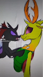 Size: 480x846 | Tagged: safe, artist:draft the filmmaker, derpibooru import, pharynx, thorax, changedling, changeling, a bug's life, animated, brothers, duo, duo male, image, implied death, implied murder, king thorax, male, siblings, simple background, sound, tiktok, webm, white background