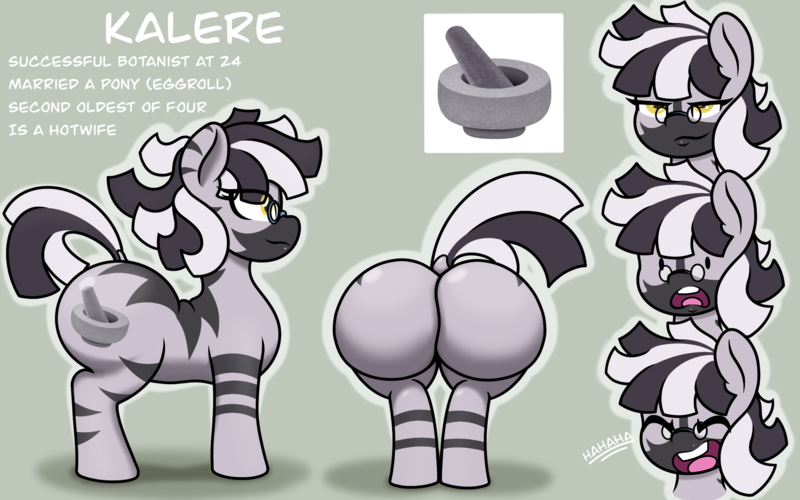 Size: 2458x1536 | Tagged: suggestive, artist:lefthighkick, derpibooru import, oc, oc:kalere, zebra, butt, cuckold, glasses, image, large butt, png, reference sheet, thicc ass, thick, wide hips