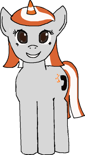 Size: 429x779 | Tagged: safe, artist:blossomgutz, derpibooru import, edit, editor:yoshimon1, oc, oc:cone pone, unofficial characters only, pony, unicorn, derpibooru community collaboration, 2022 community collab, background removed, image, png, simple background, solo, traffic cone, transparent background