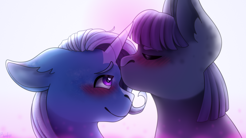 Size: 1280x720 | Tagged: safe, artist:radpanda426, derpibooru import, maud pie, trixie, female, image, lesbian, mauxie, png, shipping