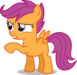 Size: 2478x2421 | Tagged: safe, artist:drewdini, derpibooru import, scootaloo, pegasus, pony, female, filly, foal, high res, image, png, raised hoof, simple background, solo, transparent background, vector