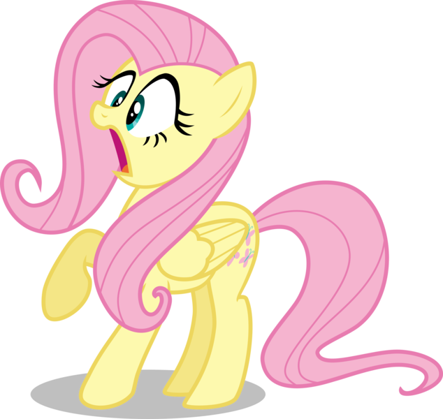 Size: 2517x2383 | Tagged: safe, artist:drewdini, derpibooru import, fluttershy, pegasus, pony, female, high res, image, open mouth, png, raised hoof, simple background, solo, transparent background, vector