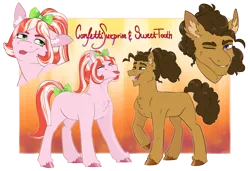 Size: 6327x4317 | Tagged: safe, artist:jeshh, derpibooru import, oc, oc:confetti surprise, oc:sweet tooth, unofficial characters only, earth pony, pony, female, image, male, mare, offspring, parent:cheese sandwich, parent:pinkie pie, parents:cheesepie, png, stallion