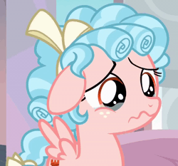 Size: 800x747 | Tagged: safe, derpibooru import, screencap, cozy glow, pegasus, pony, marks for effort, season 8, spoiler:s08, animated, bow, cropped, crying, curly mane, female, filly, floppy ears, foal, freckles, gif, hair bow, image, nodding, ribbon, sad, small wings, solo, spread wings, teary eyes, two toned mane, wavy mouth, wings