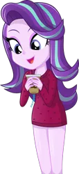 Size: 1140x2500 | Tagged: safe, artist:steyrrdash, derpibooru import, starlight glimmer, equestria girls, coffee, eyeshadow, image, makeup, open mouth, open smile, png, simple background, smiling, transparent background