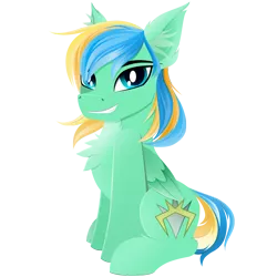 Size: 2000x2000 | Tagged: safe, artist:andaluce, derpibooru import, oc, oc:typh, unofficial characters only, pegasus, derpibooru community collaboration, 2022 community collab, chest fluff, ear fluff, image, png, simple background, smiling, solo, transparent background