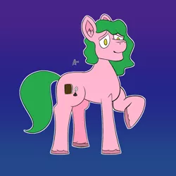 Size: 2000x2000 | Tagged: safe, derpibooru import, oc, earth pony, pony, green hair, image, pedro, peter, pink skin, png, solo, writer