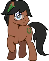 Size: 4000x4966 | Tagged: safe, artist:melisareb, derpibooru import, oc, oc:laurel crown, unofficial characters only, earth pony, pony, derpibooru community collaboration, 2022 community collab, absurd resolution, derpibooru exclusive, glasses, image, laurel wreath, leaf, looking at you, male, png, raised hoof, simple background, solo, stallion, transparent background, vector