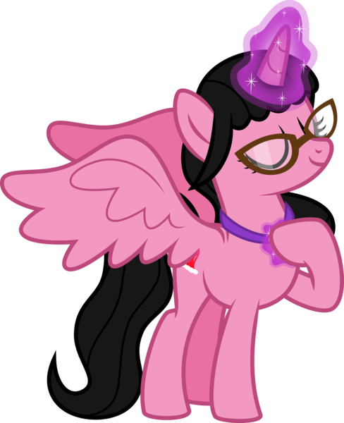 Size: 4000x4918 | Tagged: safe, artist:melisareb, derpibooru import, oc, oc:aaliyah, unofficial characters only, alicorn, pony, derpibooru community collaboration, 2022 community collab, absurd resolution, amulet, eyes closed, female, glasses, image, jewelry, magic, mare, png, simple background, solo, telekinesis, transparent background, vector, wings