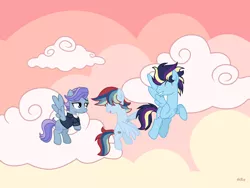 Size: 4000x3000 | Tagged: safe, artist:c1trine, artist:xxlightning-chaserxx, derpibooru import, oc, unofficial characters only, pegasus, pony, base used, clothes, cloud, female, image, male, mare, offspring, parent:rainbow dash, parent:soarin', parents:soarindash, png, stallion