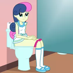 Size: 1150x1150 | Tagged: suggestive, artist:lightning_musicwave, derpibooru import, bon bon, sweetie drops, equestria girls, but why, clothes, explicit source, image, implied pooping, panties, panties around legs, panties pulled down, png, sitting, sitting on toilet, solo, toilet, toilet paper, toilet paper roll, underwear