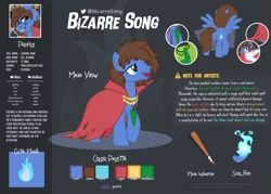 Size: 4200x3000 | Tagged: safe, artist:sugar morning, derpibooru import, oc, oc:bizarre song, unofficial characters only, pegasus, pony, cape, clothes, image, jewelry, male, necklace, png, reference sheet, solo, stallion, standing, text