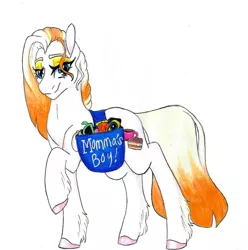 Size: 1519x1531 | Tagged: safe, artist:ask-y, derpibooru import, oc, unofficial characters only, earth pony, pony, bag, earth pony oc, hoof polish, image, jpeg, raised hoof, saddle bag, simple background, smiling, solo, traditional art, white background