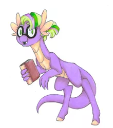 Size: 1236x1402 | Tagged: safe, artist:ask-y, derpibooru import, oc, unofficial characters only, dracony, dragon, hybrid, book, glasses, image, interspecies offspring, jpeg, offspring, parent:scootaloo, parent:spike, simple background, smiling, solo, traditional art, white background
