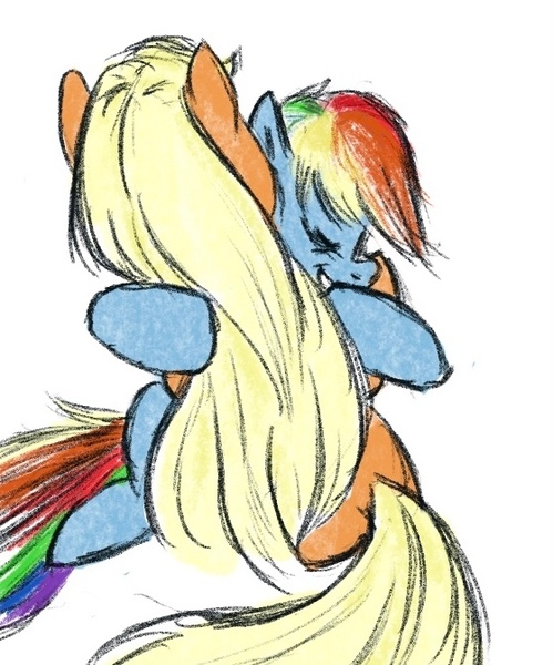 Size: 559x672 | Tagged: safe, artist:laya-21, derpibooru import, applejack, rainbow dash, pegasus, pony, appledash, female, grin, image, jpeg, lesbian, shipping, simple background, smiling