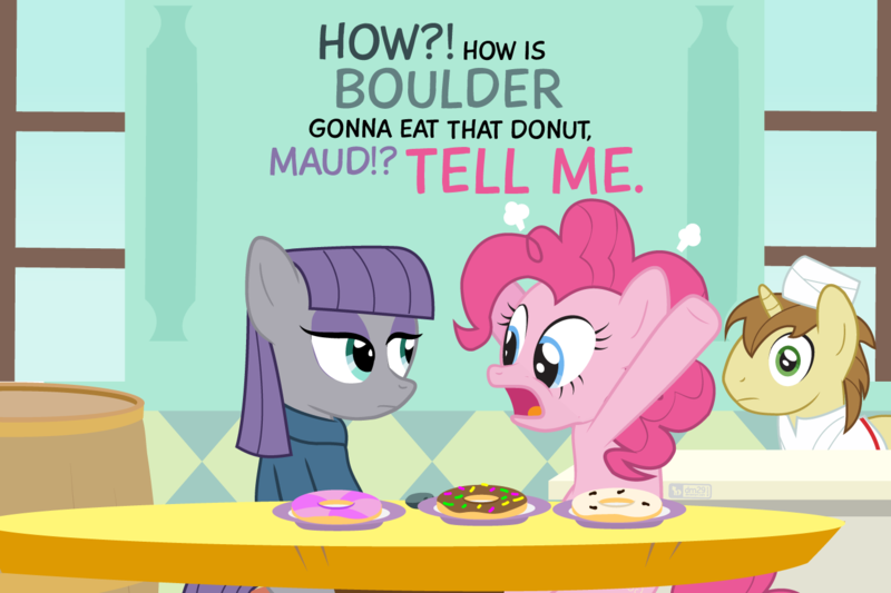 Size: 1350x900 | Tagged: safe, artist:dm29, derpibooru import, boulder (pet), donut joe, maud pie, pinkie pie, donut, elmo, food, image, png, sesame street