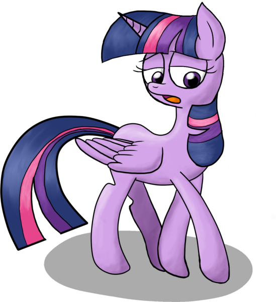 Size: 1245x1360 | Tagged: safe, artist:retroneb, derpibooru import, twilight sparkle, twilight sparkle (alicorn), alicorn, pony, female, folded wings, full body, horn, image, looking down, mare, multicolored mane, multicolored tail, open mouth, png, purple eyes, shadow, simple background, solo, tail, transparent background, walking, wings