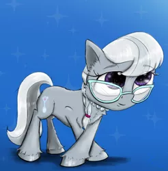 Size: 2000x2032 | Tagged: safe, artist:chopsticks, derpibooru import, earth pony, pony, cheek fluff, chest fluff, crossed hooves, curtsey, ear fluff, eyebrows, eyebrows visible through hair, female, filly, foal, glasses, image, jewelry, looking up, necklace, pearl necklace, png, solo, unshorn fetlocks
