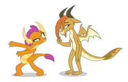 Size: 1240x800 | Tagged: safe, artist:tarkan809, derpibooru import, edit, vector edit, ocellus, smolder, dragon, disguise, disguised changeling, dragon ocellus, image, png, pose, simple background, transparent background, vector