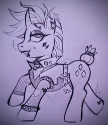 Size: 2713x3120 | Tagged: safe, artist:dsstoner, derpibooru import, rarity, pony, unicorn, alternate hairstyle, belt, choker, clothes, ear piercing, eyebrow piercing, eyelashes, eyeshadow, female, fishnets, image, jacket, jpeg, lipstick, makeup, mare, nose piercing, piercing, punk, raripunk, spiked choker, tattoo