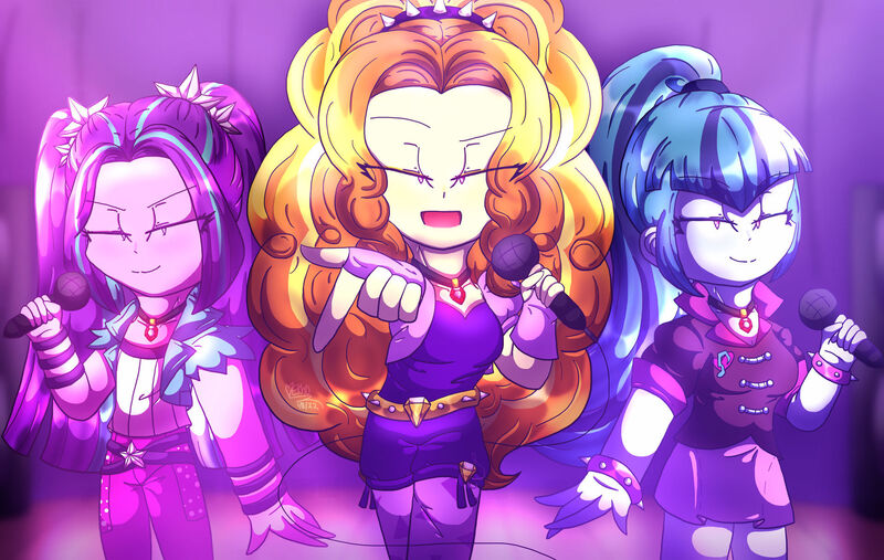 Size: 1920x1216 | Tagged: safe, artist:ekholocation, derpibooru import, adagio dazzle, aria blaze, sonata dusk, equestria girls, rainbow rocks, female, image, jpeg, microphone, the dazzlings, trio, trio female, under our spell