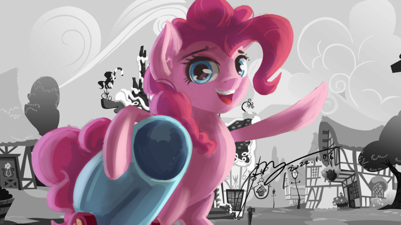 Size: 2666x1500 | Tagged: safe, artist:musical ray, derpibooru import, pinkie pie, earth pony, pony, bipedal, chicago, grand theft auto, gta iv, image, musical, png, solo