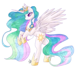 Size: 2788x2442 | Tagged: safe, artist:clefficia, artist:greenmarta, derpibooru import, princess celestia, alicorn, pony, female, image, png, simple background, solo, spread wings, transparent background, wings