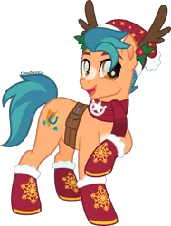 Size: 3029x4000 | Tagged: safe, artist:limedazzle, derpibooru import, part of a set, hitch trailblazer, earth pony, pony, my little pony: a new generation, christmas, clothes, g5, holiday, image, open mouth, png, scarf, simple background, transparent background