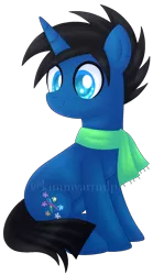 Size: 912x1642 | Tagged: safe, artist:kimmyartmlp, derpibooru import, oc, oc:aj, oc:theoneaj, unofficial characters only, pony, unicorn, clothes, image, male, png, scarf, simple background, solo, transparent background