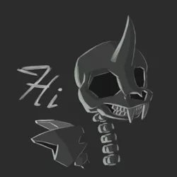 Size: 1640x1640 | Tagged: safe, artist:tsswordy, derpibooru import, oc, oc:searik, unofficial characters only, changeling, skeleton pony, bone, chalk, fangs, horn, image, male, png, simple background, skeleton, sketch, skull, solo, teeth