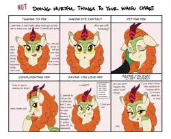 Size: 1600x1300 | Tagged: safe, artist:nathayro37, derpibooru import, autumn blaze, oc, oc:anon, kirin, blushing, crying, doing loving things, eyes closed, floppy ears, image, meme, offscreen character, open mouth, png, pov