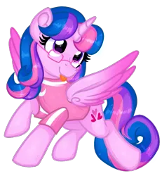 Size: 717x777 | Tagged: safe, artist:rainbow eevee, derpibooru import, oc, oc:hsu amity, unofficial characters only, alicorn, pony, derpibooru community collaboration, 2022 community collab, :p, beautiful, clothes, colored wings, colored wingtips, cute, cutie mark, daaaaaaaaaaaw, female, glasses, image, looking up, png, purple eyes, shirt, solo, spread wings, tongue out, two toned mane, wings