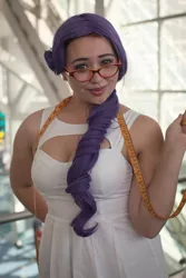 Size: 3162x4743 | Tagged: safe, artist:autumns-snow, derpibooru import, rarity, human, anime expo, anime expo 2012, clothes, cosplay, costume, image, irl, irl human, jpeg, measuring tape, photo, rarity's glasses