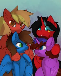 Size: 2251x2806 | Tagged: safe, artist:beardie, derpibooru import, oc, unofficial characters only, horse, pony, beardie arts, children, commission, cute, equine, family, family photo, image, my art, parent, png