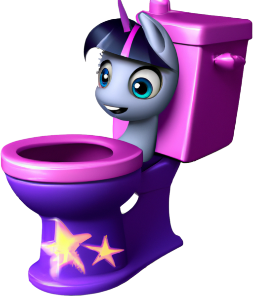 Size: 873x1024 | Tagged: safe, dall-e 2, derpibooru import, edit, machine learning generated, twilight sparkle, ponified, object pony, original species, pony, abomination, but why, cursed image, happy, image, machine learning abomination, nightmare fuel, not salmon, png, simple background, solo, toilet, toilet sparkle, transparent background, wat, wtf