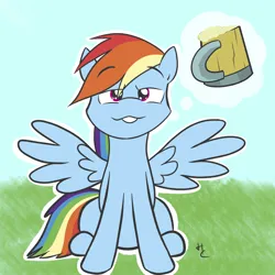 Size: 2400x2400 | Tagged: safe, artist:hardcyder, derpibooru import, rainbow dash, pegasus, pony, cider, cider mug, daydream, female, high res, image, mare, mug, outline, pictogram, png, sitting, solo, spread wings, teeth, wings