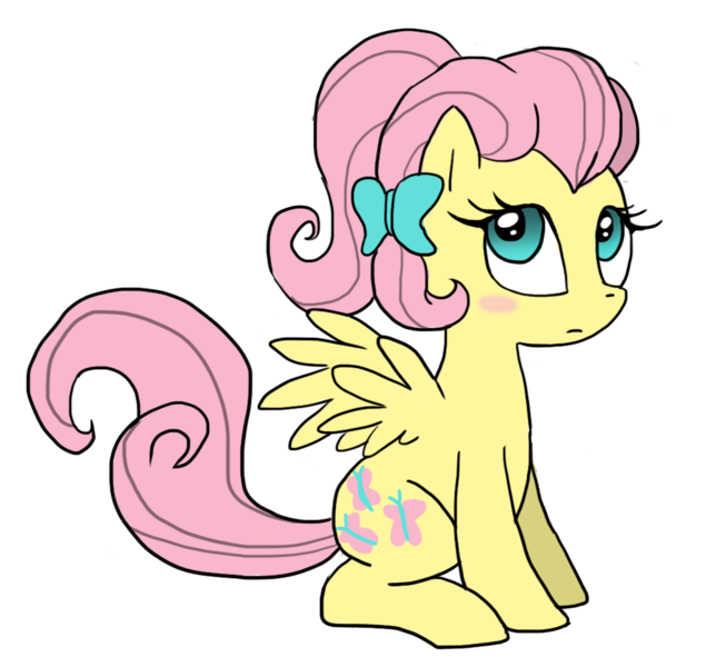 Size: 1014x932 | Tagged: safe, artist:shira-hedgie, derpibooru import, fluttershy, pegasus, pony, alternate hairstyle, blushing, female, hairpin, image, mare, png, simple background, sitting, solo, transparent background