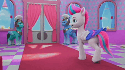 Size: 1280x716 | Tagged: safe, derpibooru import, screencap, queen haven, zipp storm, pegasus, my little pony: make your mark, my little pony: make your mark chapter 2, spoiler:g5, spoiler:my little pony: make your mark chapter 2, animated, carpet, full name, g5, guard, image, intimidating, out of frame, pegasus royal guard, portrait of a princess, royal guard, scared, shout, webm, yelling