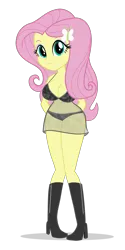 Size: 1000x2000 | Tagged: artist needed, suggestive, derpibooru import, fluttershy, equestria girls, belly button, better source needed, big breasts, black underwear, boots, bra, breasts, busty fluttershy, clothes, curvy, female, happy, hourglass figure, image, looking at you, panties, pigeon toed, png, shoes, simple background, skirt, smiling, smiling at you, solo, solo female, transparent background, underwear